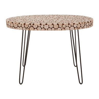 Lacuna Wooden Disc Mosaic Coffee Table with Hairpin Legs