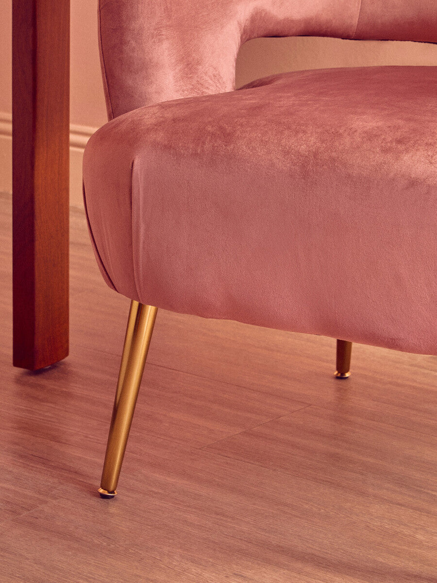 Larissa Pink Velvet Curved Chair
