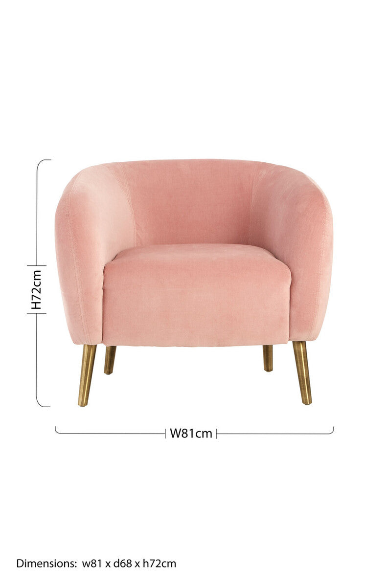 Louxor Pink Velvet Round Armchair