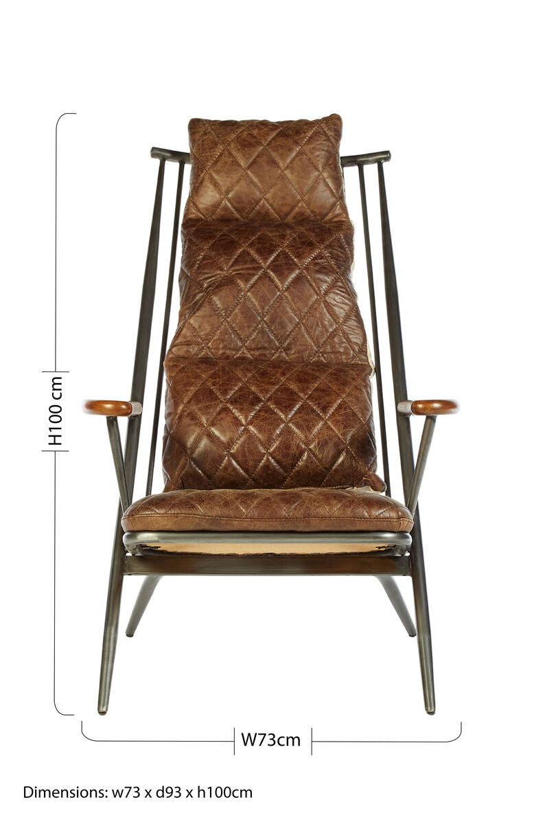 Hoxton Brown Leather Quilted High Back Chair