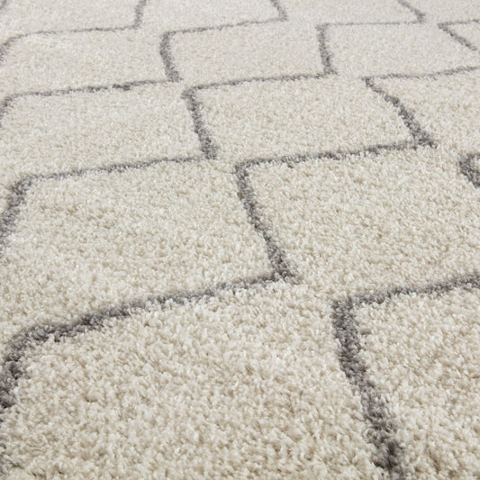 Moroccan Ivory Grey Shaggy Rug | 800