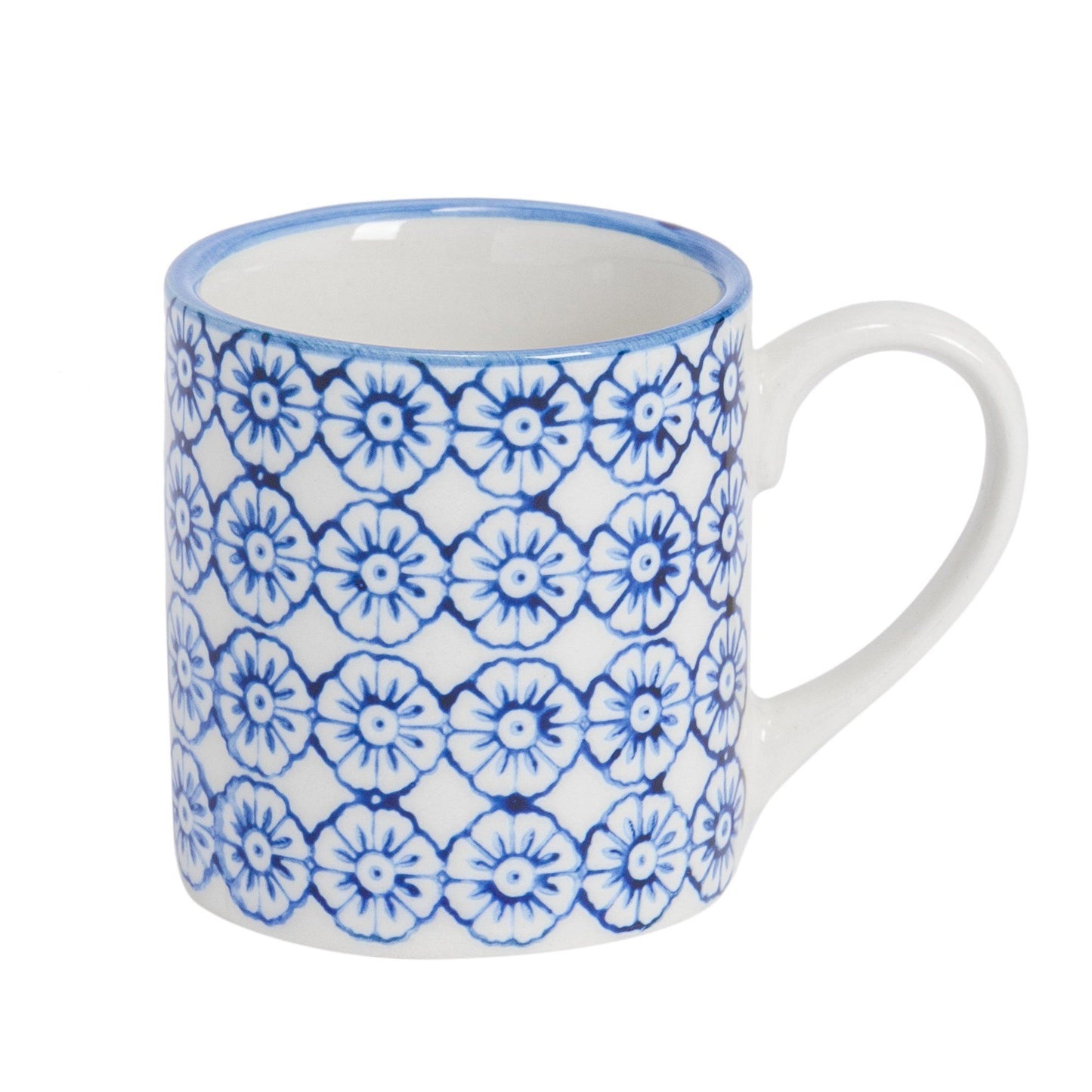 65ml Navy Hand Printed Stoneware Espresso Cup & Saucer Set