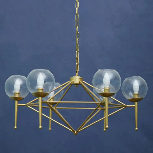 Abira Gold Metal and Glass 6 Bulb Pendant Light