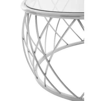 Ackley Silver Metal Coffee Table with Clear Glass Top