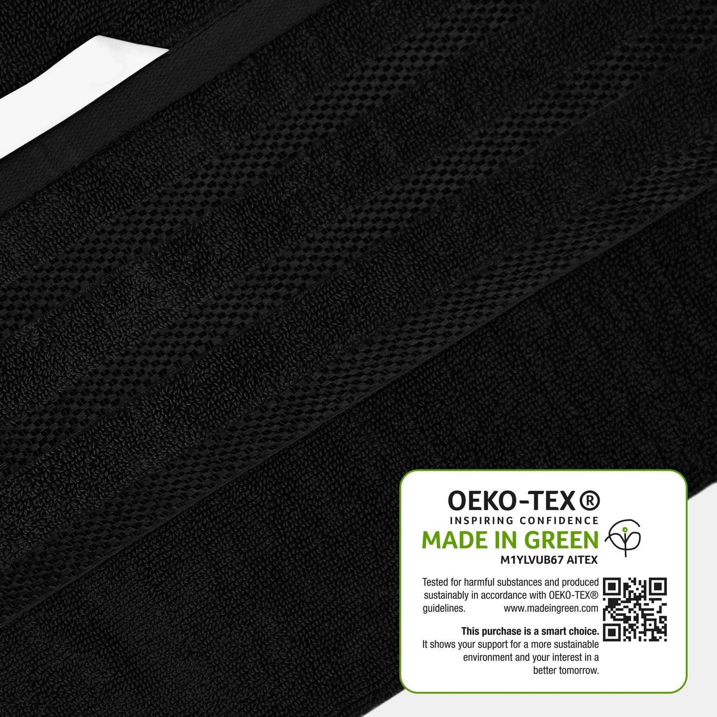 Belmont Viscose Stripe Black Towels 100% Cotton Hotel Quality Super Absorbent 10 Piece Bale Set 4 Hand Towel & 12 Face