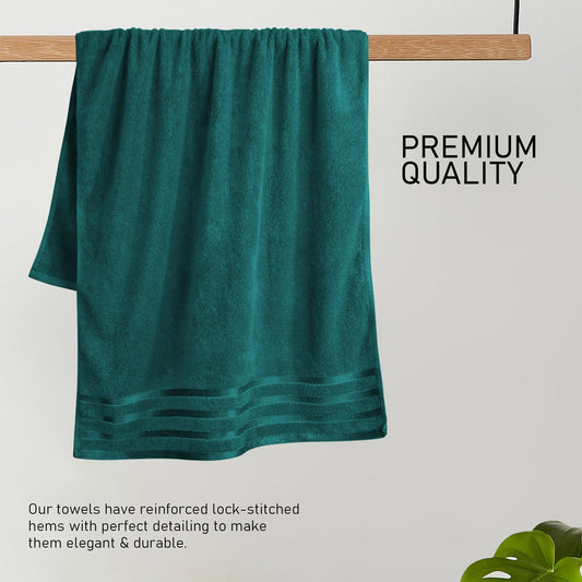 Belmont Viscose Stripe Jade Green Towels 100% Cotton Hotel Quality Super Absorbent 10 Piece Bale Set 4 Hand Towel & 12