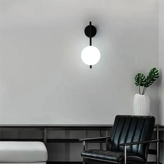 Black Globe Wall Lamp - Modern Minimalist Glass Shade Light