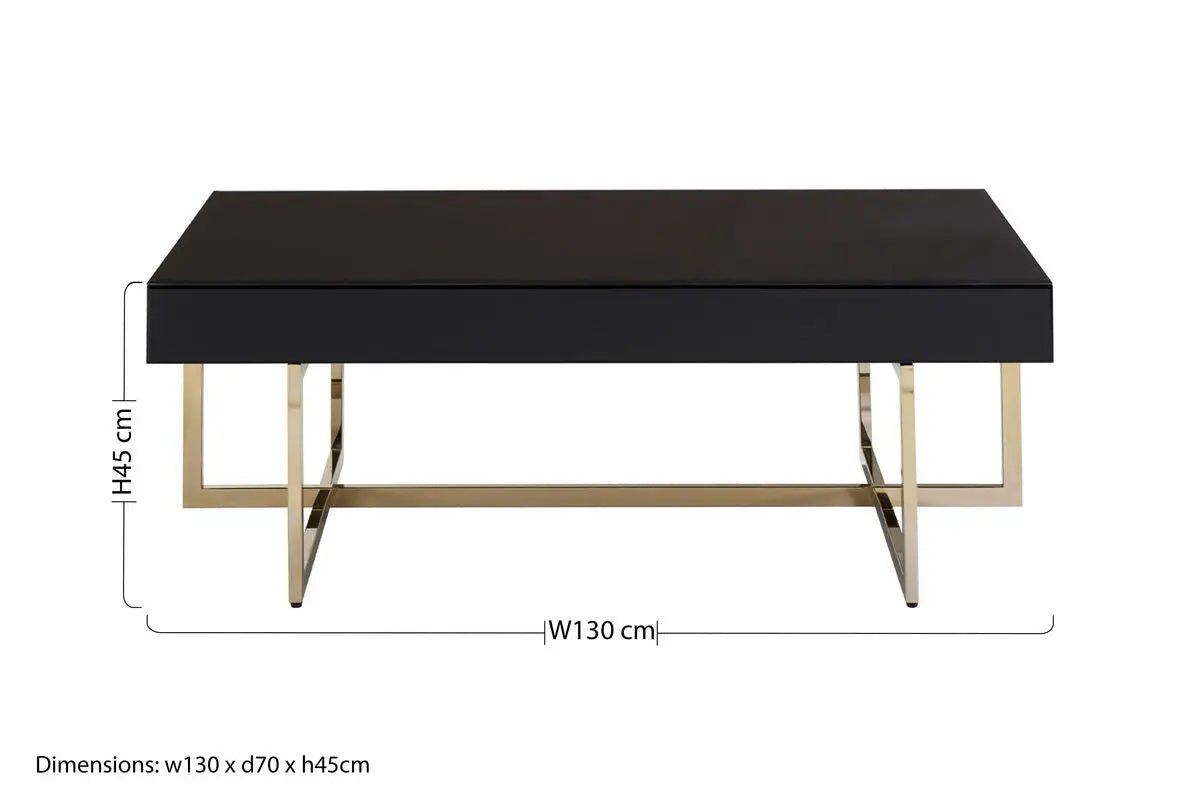 Black Mirrored Top Rectangular Coffee Table | Ragusa