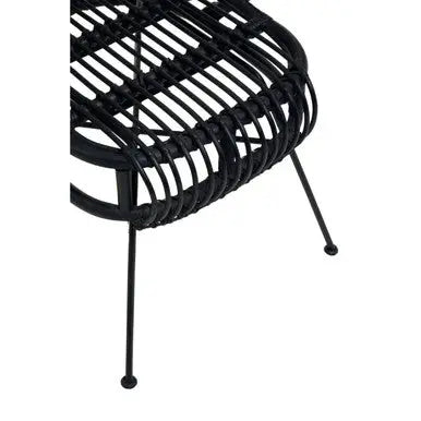 Black Natural Rattan Scalloped Back Chair | Java