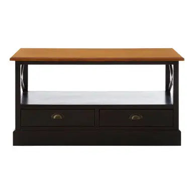 Black Rectangular Storage Coffee Table with Drawers, Virginia