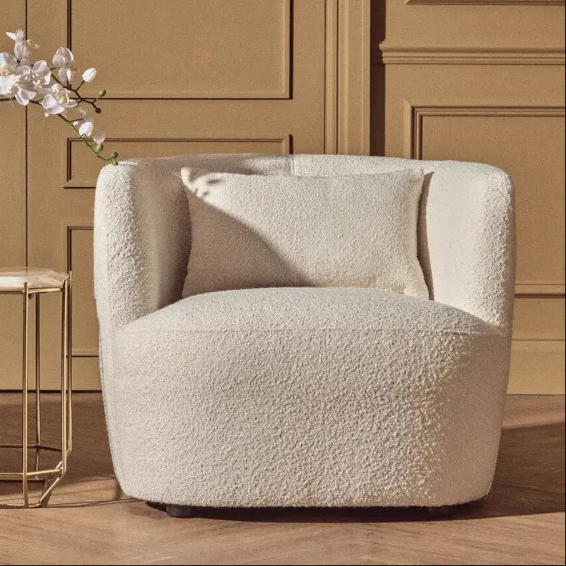 Bruge Cream Textured Fabric Curved Chair