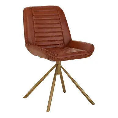 Buffalo Tan Genuine Leather Chair with Gold Finish Legs