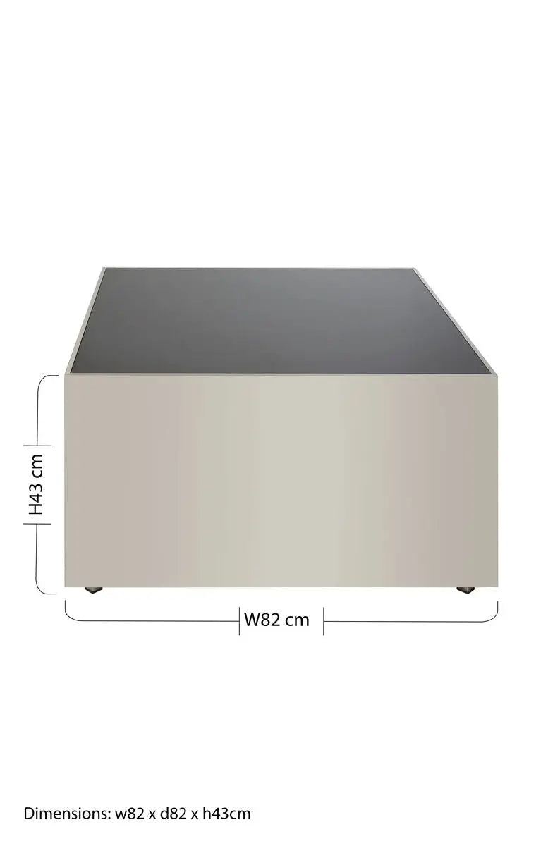 Carlox Black Glass and Chrome Finish Square Coffee Table