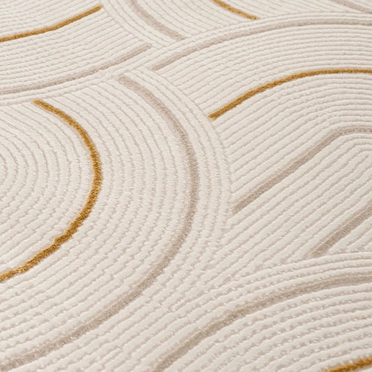 Carmel Cream-Gold Geometric Rug | 6070