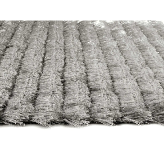 Carved Glamour Silver Grey Shaggy Rug