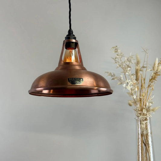 Cawston - Antique Copper Slotted Lampshade Pendant Ceiling Light - 11 Inch