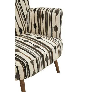 Cefena Black and White Cotton Armchair with Flared Arms