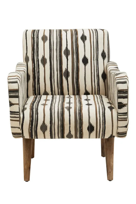 Cefena Black and White Ikat Design Accent Chair