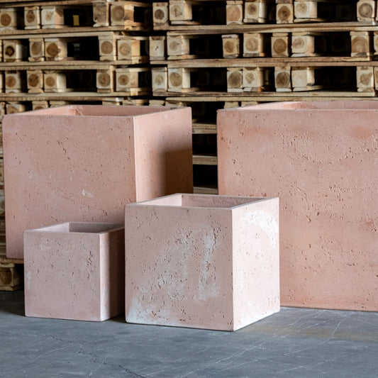 Cubrosa | Blushstone – 40cm Large Square Concrete Planter – 38L Cube Plant Pot - Pots & Plants