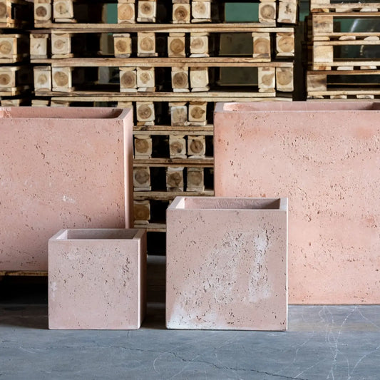 Cubrosa | Blushstone – 70cm Extra Large Concrete Cube Planter – 246L Square Plant Pot