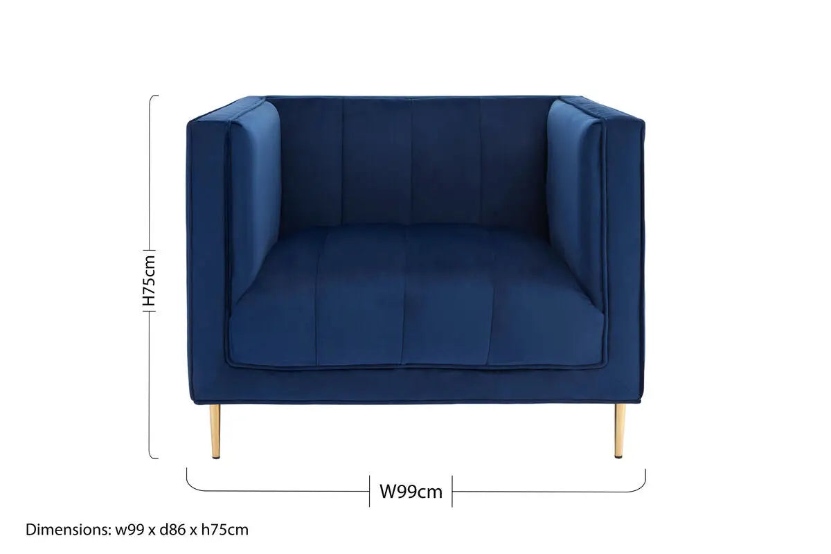 Deep Blue Velvet Armchair | Otylia