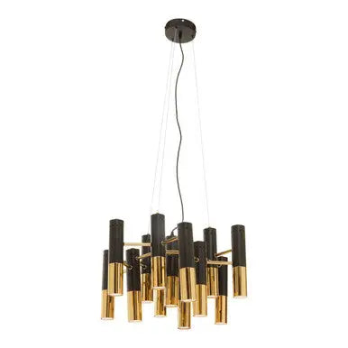 Drone Gold Finish And Black 13 Light Modern Tubular Chandelier