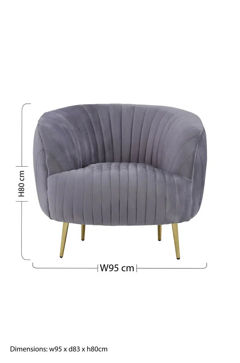 Florina Grey Velvet Chair With Gold Legs