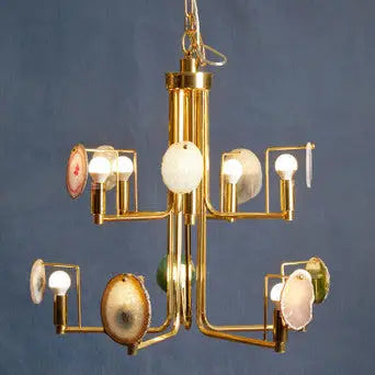 Gold and Agate 10 Light Ceiling Light | Glamour