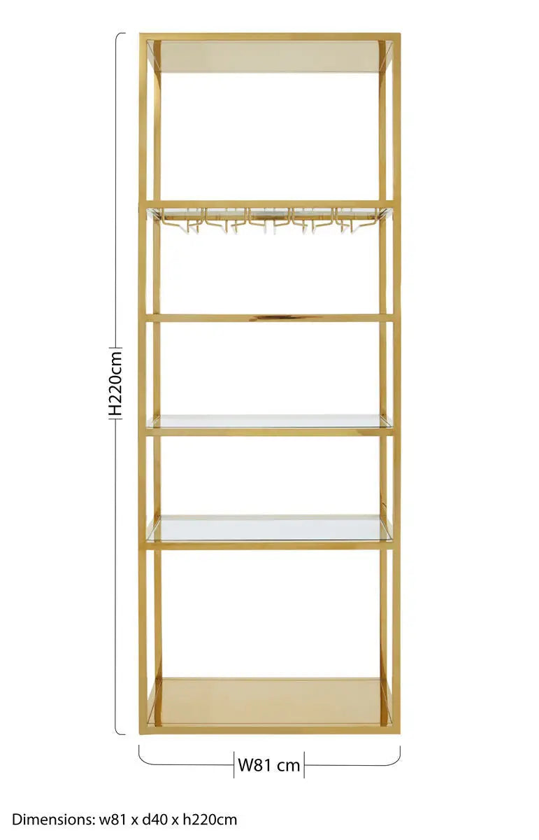 Gold Bar Shelf Unit with Glass Rack | Piermount