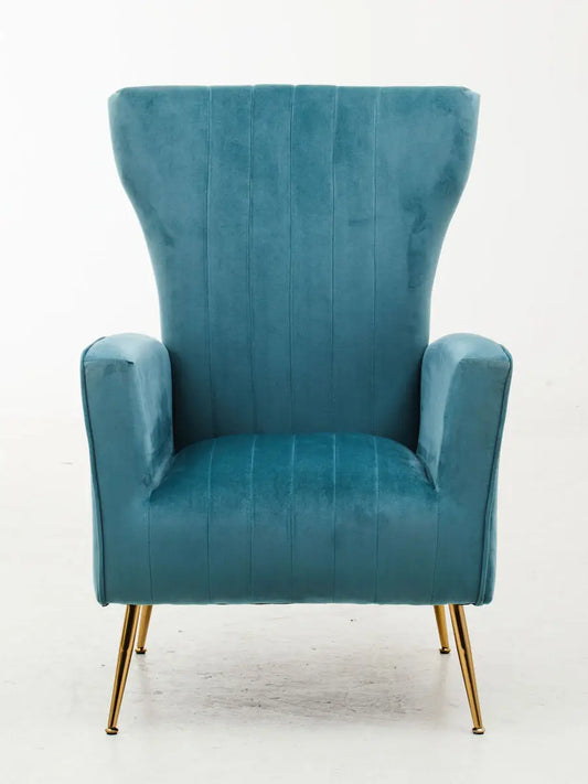 Green Velvet Accent Chair With Gold Finish Legs | Zamora