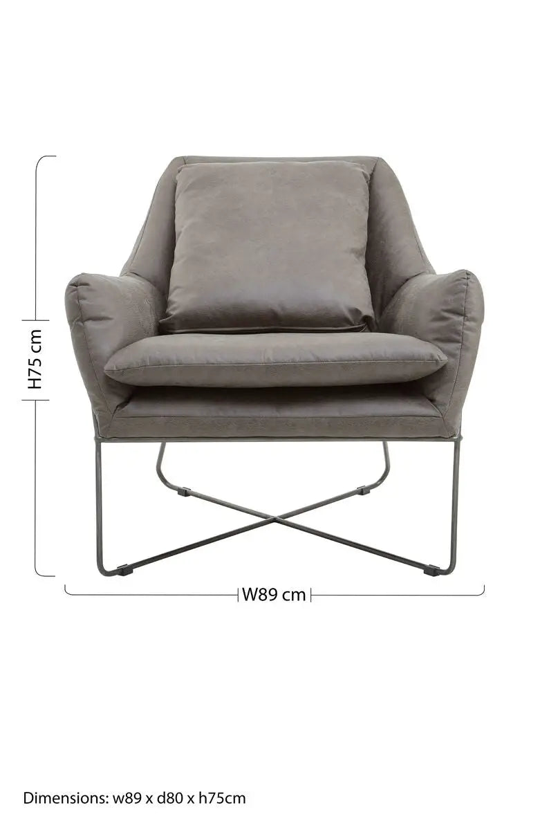 Grey Faux Leather Chair | Hugo