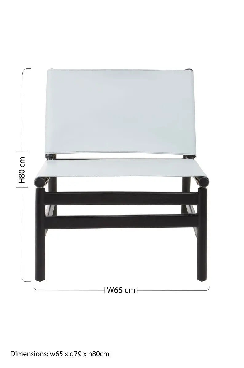 Grey Leather and Black Teak Modern Sling Chair | Kendari