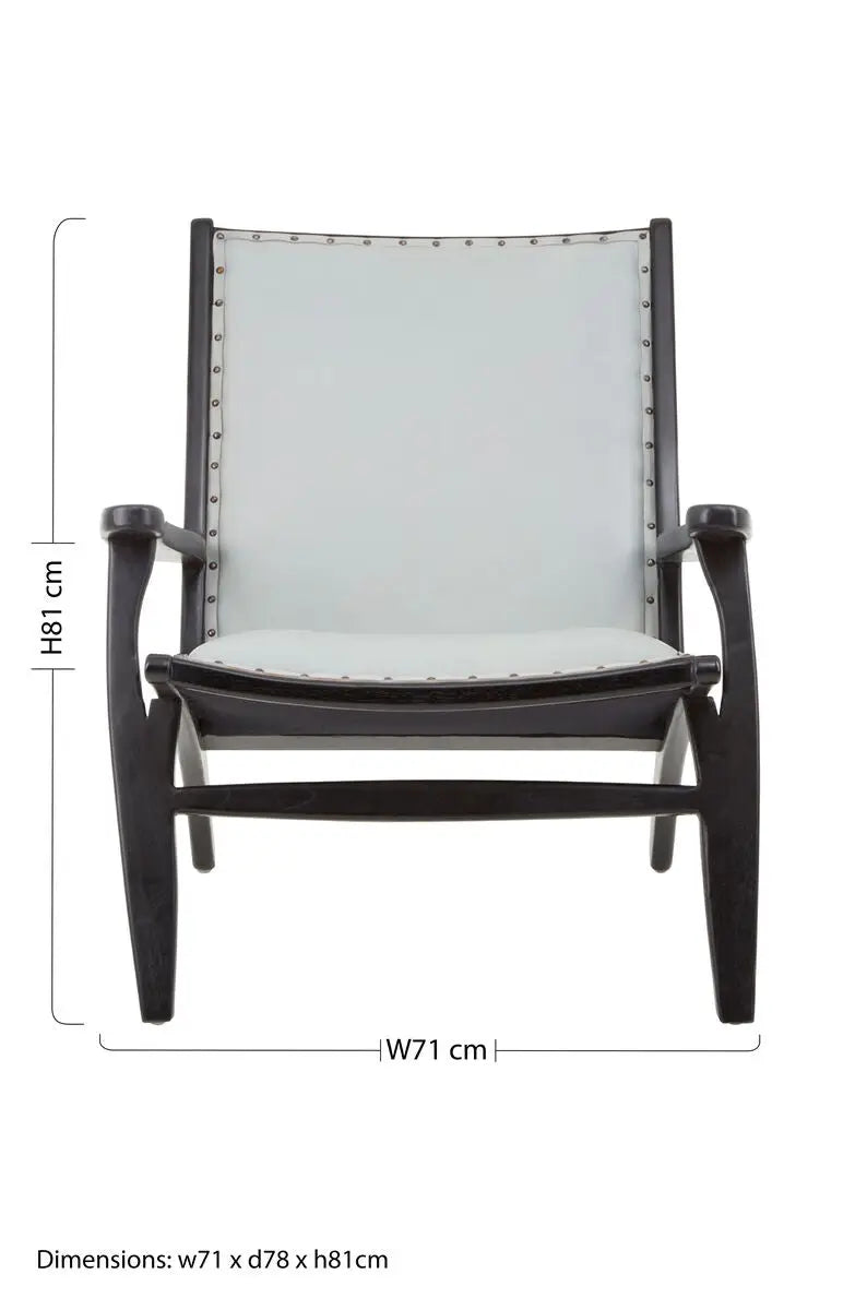 Grey Leather and Teak Wood Chair | Kendari