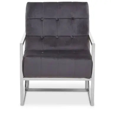 Grey Velvet Chair with Stainless Steel Frame | Hana