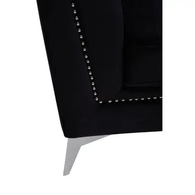 Hansa Black Velvet Chair with Chrome Metal Legs
