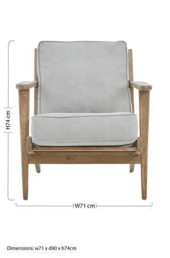 Harry Grey Linen and Dark Oak Wood Armchair