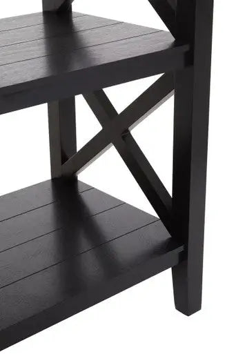 Heritage Black Wooden 2 Tier Bookshelf with Cross Detail