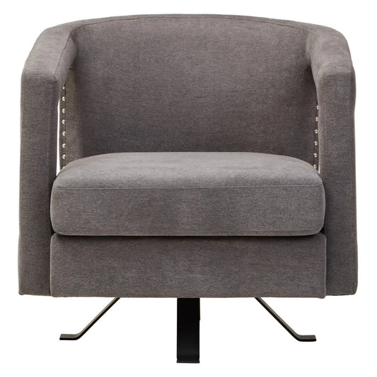 Hestia Ash Velvet Swivel Chair with Matte Black Base