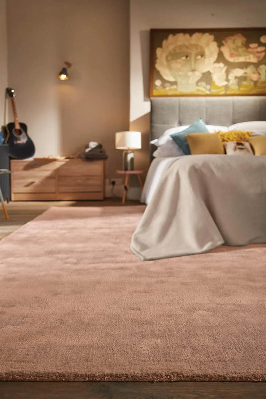 Hush Solid Coral Pink Luxury Rug