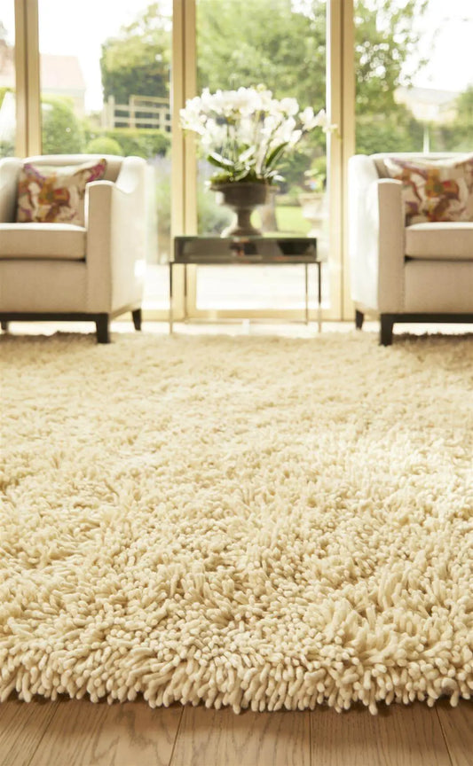 Imperial Ivory Shaggy Pile Wool Rug