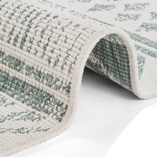 Indoor-Outdoor Reversible Geometric Green Rug