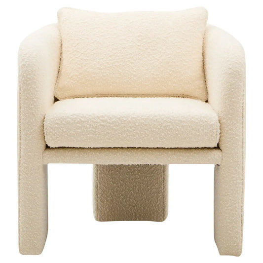 Ivory Boucle Curved Armchair | Ozzero