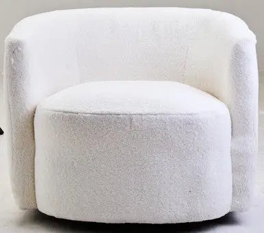 Ivory Boucle Effect Curved Lounge Chair with Swivel Base | Montreal