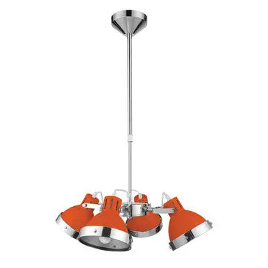 Jasper Orange Shade and Chrome 4 Shad Pendant Light