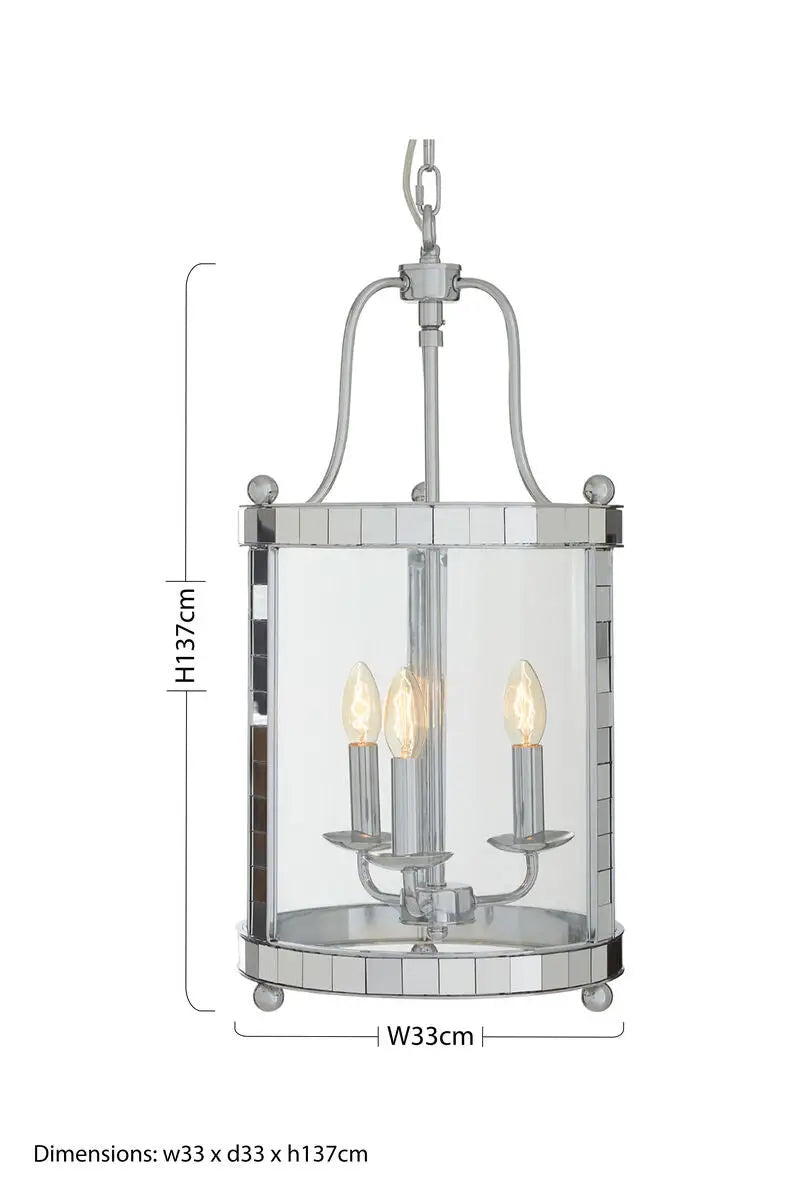Kensington Townhouse 3 Bulb Chrome and Glass Pendant Light