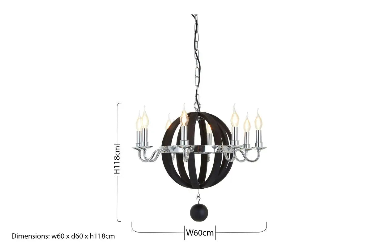 Kensington Townhouse Black 8 Bulb Orb Chandelier