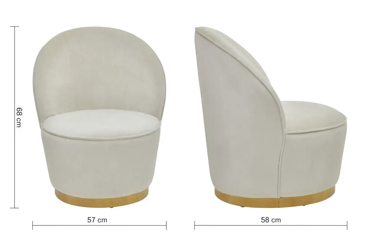 Kids Cream Velvet Gold Base Chair | Tamra