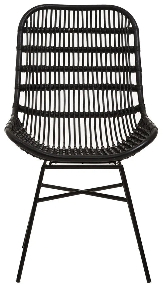 Lagom Black Rattan Curved Chair with Metal Frame