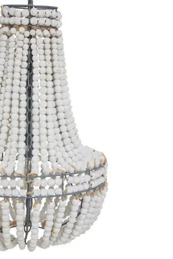 Lapiz Antique White Wooden Beads Chandelier
