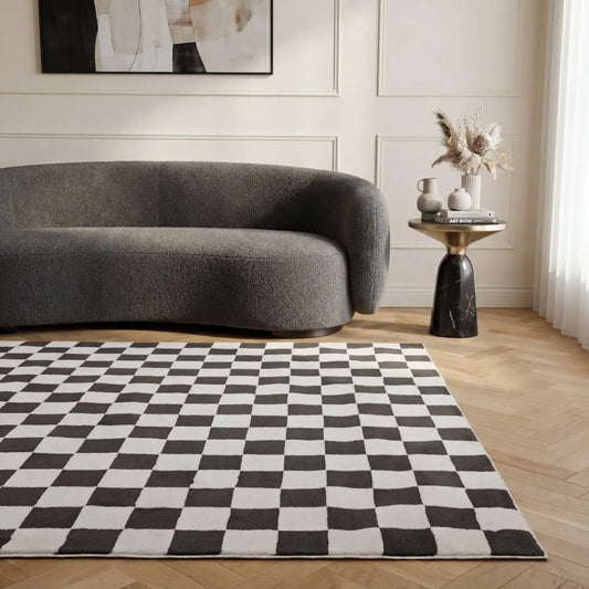 Loft Checkerboard Dark Grey Rug
